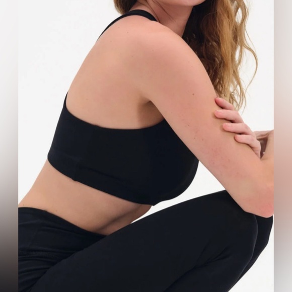 Mate the Label Organic Cotton Stretch Sports Bra, Large, Jet Black - NWT 🏅 - Picture 6 of 11